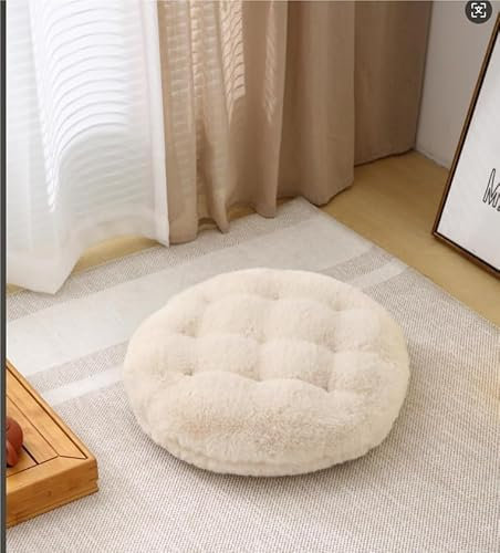 MolynnChic Large Floor Pillow Meditation Cushion Round Floor Cushions for Adults,Luxury Thick Floor Pillows for Sitting Put in Living Room Balcony Outdoor Tatami（Beige）