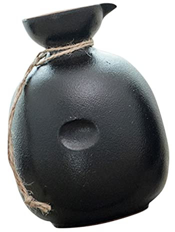 VICASKY Bottiglia per Sake Giapponese in Ceramica Nero 300ml, Design Classico, Robusta e Affidabile per Natale e Matrimoni