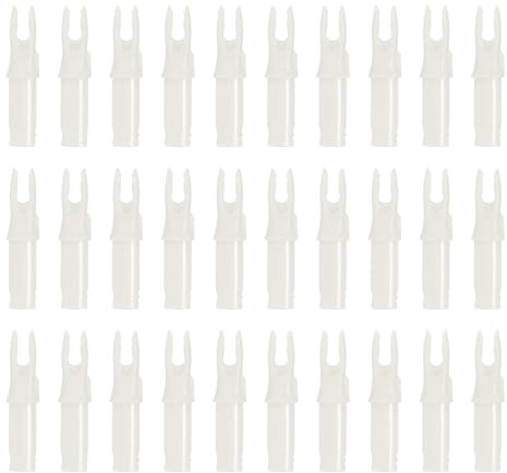 PATIKIL Encoches De Flèches D'archerie 6.2mm30 Pièces Encoches De Remplacement en Plastique pour Flèches pour Chasse Tir Arc Classique Arc À PouliesBlanc