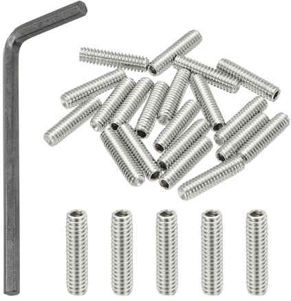 PATIKIL Madenschrauben 1/4-20x1 UNC Grobgewinde Innensechskant, 20 Stück | Gewindestifte Set mit Schraubendreher für Türklinken Halterung Möbel Lampen Wasserhahn Reparatur