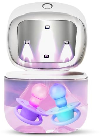 Portable Pacifier Sterilizer, UV Steriliser for Baby Pacifier, 99.99% Sterilization 3 Minutes UVC Ultraviolet Disinfection Box, Type-C Interface Mini Sterilizer Box for Baby Pacifier, Bottle Nipples