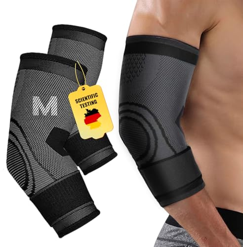 Tpubmity 2 Pezzi Tutore A Compressione Per Gomito,Fascia di supporto per Gomito,Gomitiere Palestra,per Golf,Tennis,Sport - Braccio Destro o Sinistro,Tutore Gomitiere per Uomo e Donne(M)