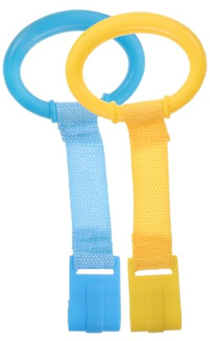 FUNNETOYU 4pcs Boy Girl Crib Pull Tabs Walking Exercise Rings Boy Girl Bed Hanging Rings for Arm Strength Training
