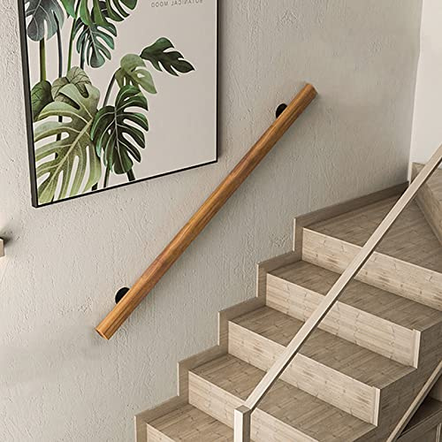 Barandilla de madera antideslizante para escaleras con soportes, diseño montado en la pared para ancianos y niños, barras de escalera resistentes para un mejor agarre y apoyo