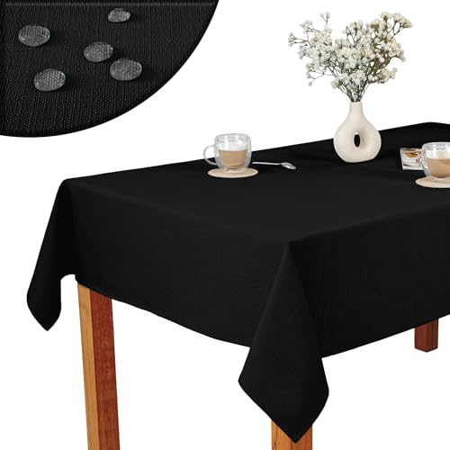 invitta Kleine Tischdecke 60x60 cm Mitteldecke Schwarz Baumwolle Polyester Mischung 230 g/m2 - Hochwertig, Elegante Leinenoptik, Fleckenschutz Cotton Tischtuch mit Lotuseffekt, Pflegeleicht