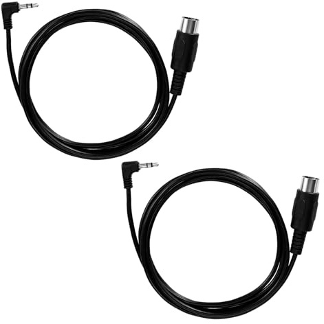 BTFO 2pcs Type A 3.5mm/0.14in TRS to Male 5-Pin DIN MIDI Cable Adapter, 1.5m/59in Long TRS to Multi-Directional 5 Pin MIDI Jack Cable Cord for Keyboards Synths & DAWs (Black)