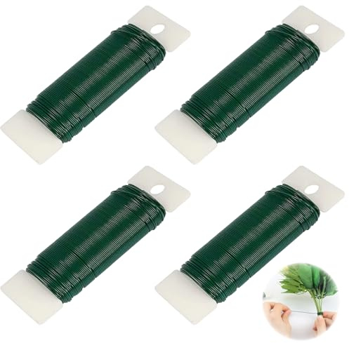 Green Florist Wire 4 Rolls | 0.7mm x 35m Floral Wire for Wreath Making, Craft & Flower Arranging | Wreath Making Supplies