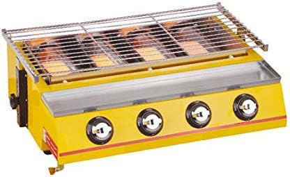 BBQ Grill - Barbecue a gas GPL con 4 bruciatori e schermo in vetro per cucinare