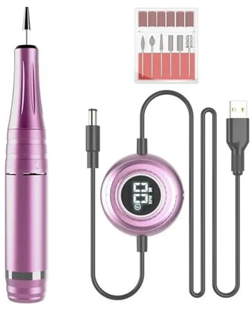 Trapano per unghie Lucidatrice elettrica for unghie con 6 accessori, strumento for manicure USB, macchina for unghie ad alta velocità da 35000 giri/min(Pink)