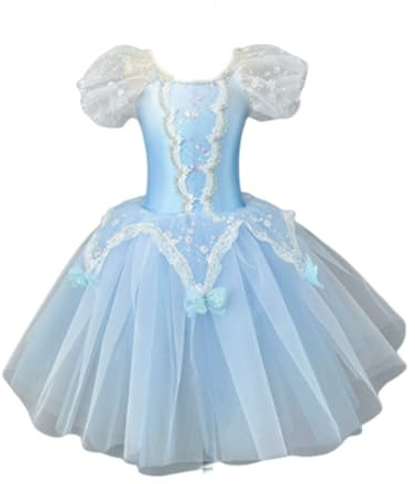 Flickors långa balettdans-tutuklänning, barnärmlös gymnastikpjäs danskläder camisolkjol skridskoåkning ballerina-dräkt,A,110