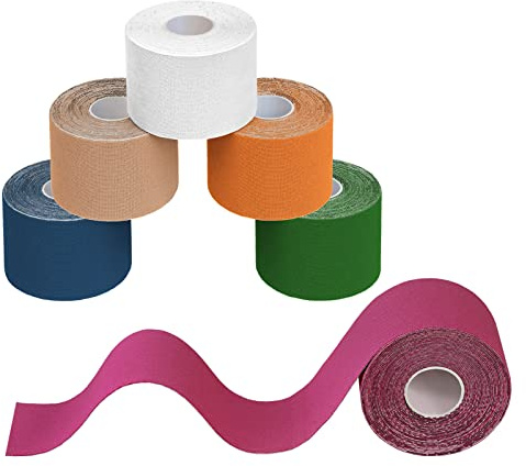 BB Sport Kinesiologie Tape Bunt 6 Rollen 5 m x 5 cm Physio Sport Set | Physiotape, Muskeltape, elastisch, wasserfest, latexfrei, Baumwolle, Knie, Rücken, Nacken, Schulter, Handgelenk, Ellenbogen