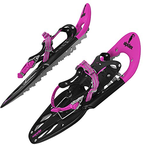 ALPIDEX Raquetas Nieve Ligero Adulto 38-45 Bolsa Transporte Bastones Opcional, Color:Pink sin Bastones