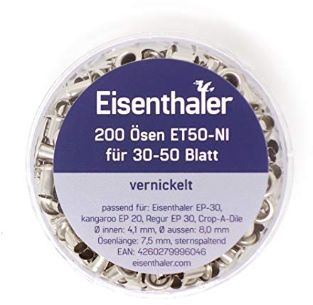 Eisenthaler 200 Ösen ET50-NI, vernickelt für 30-50 Blatt