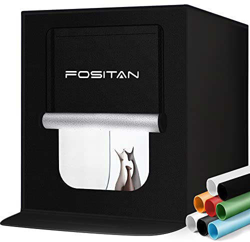 FOSITAN Photo Light Box, Upgrade 8 Backdrops Photo Studio Box, 20/50cm Adjustable Brightness Portable Folding Shooting Tent, Tabletop Photography Box with Bright LEDs