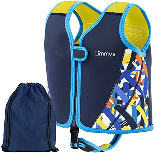 Limmys Premium Neopren Schwimmweste - Ideale Schwimmhilfe für Jungen und Mädchen - Extra Kordelzugtasche Inclusive, Europäische Marke, Verschiedene Größen (Dunkelblau, Klein)