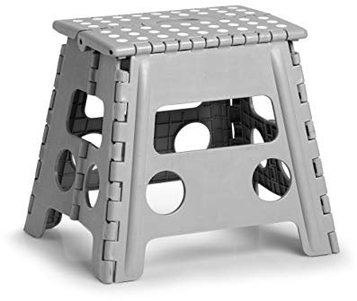 Zeller 13034 Premium Klapphocker faltbar, Kunststoff, grau, TÜV geprüft, belastbar bis 150 kg, ca. 37 x 30 x 32 cm