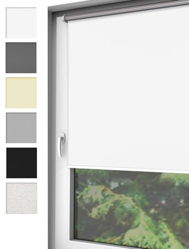 Home-Vision® Verdunkelungsrollo Klemmfix, ohne Bohren mit Klämmträgern, Fensterrollo, Seitenzugrollo, Verdunklungsrollo, Lichtundurchlässig Thermorollo (Weiß, B130cm x H220cm)