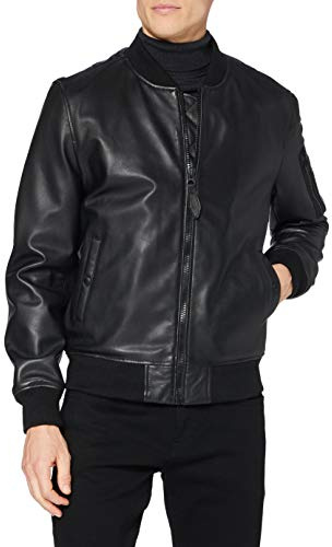 Schott NYC Uomo BOMBER EN CUIR Giacche di cuoio, Black, M