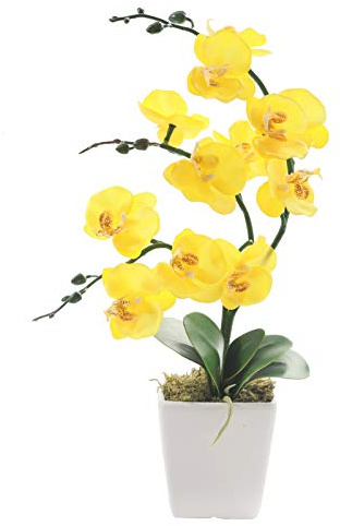 YSZL Künstliche Phalaenopsis-Orchidee, 38,1 cm hoch, aus Seide, Blumenarrangements (gelb)