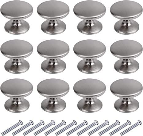 BIGLUFU Pomo para Armario Redondo, 27mm Tirador para Cajón, Pomos Tiradores de Mueble, Perillas de Gabinete Perillas de Cajón, para Puertas Armarios de Cocina (12, Plata)