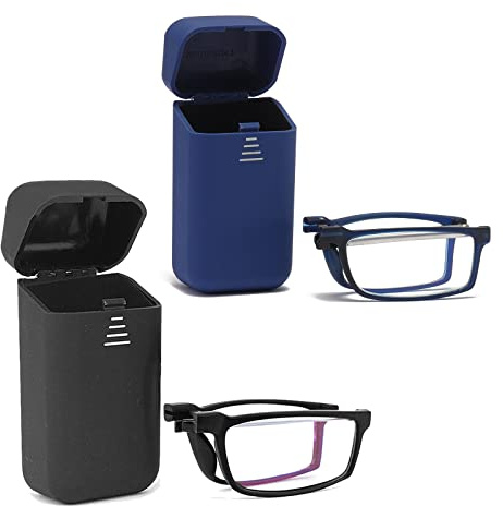 Viseng Faltbare Lesebrille herren damen anti-blaue Augenschutz Lesebrille Ultraleicht mit Hartschalen-Etui Leicht zu tragen+2.0(Kombination)