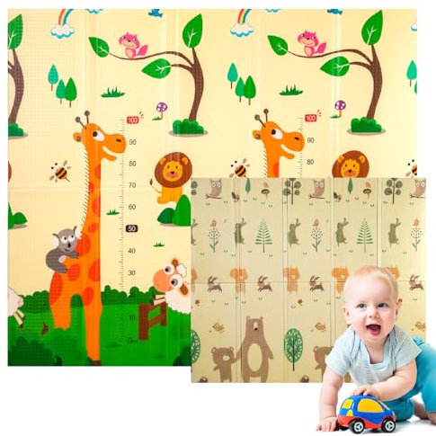 Edibaby, Alfombra Bebe, 200 x 180 cm, 1 ó 1.5 cm Grosor, Diseño Infantil, Acolchada de XPE, Reversible y Plegable, Tapete Actividades, Colchoneta para Niños (Forest Edition, Grosor - 1.5 cm)