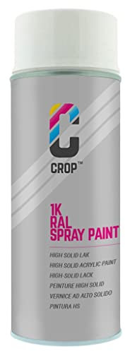 CROP Lackspray RAL 9016 Blanc Signalisation - Hohe Deckkraft, SCHNELLE TROCKNUNG, 100% inaltérable - Auto, Motorrad & Heimwerken - Seidenglänzend - 400 ml