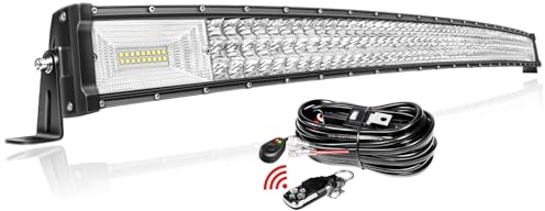 PICAA Incurvée Slim Barre Lumineuse LED 130 cm 52 Pouces 675W Rampe LED 4x4 | avec Stroboscopique Faisceau Kit 12V, Imperméable, pour Voiture Offroad Camion SUV Tracteur ATV