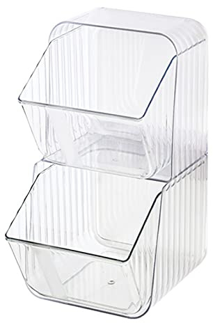 Plástico Té Bolsas Soporte Condimentos Organizador 2 Secciones Divididas Encimeras Transparentes Extraíbles Estante de Almacenamiento de Despensa para Cocina(Blanco)