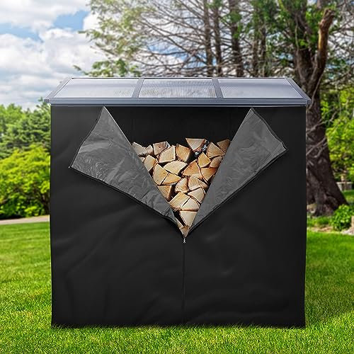 ML-Design Housse d'Étagère à Bois de Cheminée, 240L x 165H cm, Noir, Résistant aux Intempéries, Polyester avec Revêtement PVC, Bâche de Protection Étagère à Bois de Chauffage, Couverture de Pluie