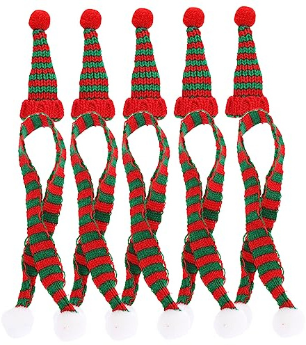 ABOOFAN 10stücke Mini Weihnachtsmützen Und Schals Teiliges Bastelzubehör Für Weinflaschen Weihnachtsdeko Und Puppenschmuck Festliche Accessoires Für Weihnachtszeit