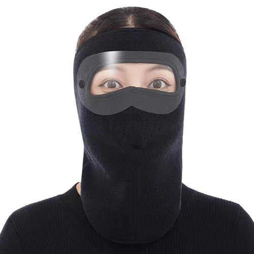 Whakano 4 Stück Sturmhaube Gesichtsmaske Winter Warme,Winter-Thermo-Fleece-Vollgesichtsabdeckung,Fahrrad Wandern Skifahren Radfahren Vollmaske für Erwachsene Männer Frauen,Kurz,Schwarz