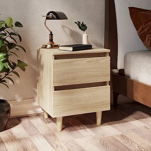 RAUGAJ Tische Bettschrank mit Beinen aus massivem Kiefernholz Sonoma Eiche 40x35x50 cm Möbel