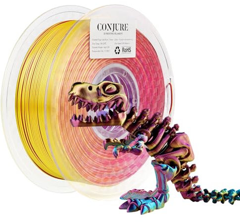 Chitu Systems Conjure Silk PLA 3D Drucker Filament, 1.75mm Triolor Filament, Silk Rot Gelb Blau 3D Druck Filament 1KG/2.2lb