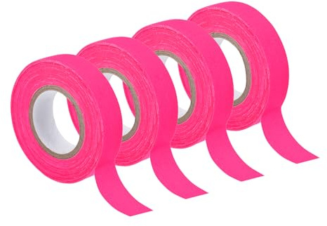 sourcing map 4 rollos de cinta adhesiva de tela de neón, 0.6 pulgadas x 32.8 pies, cinta adhesiva fluorescente negra para decoración del hogar de fiestas, color rosa
