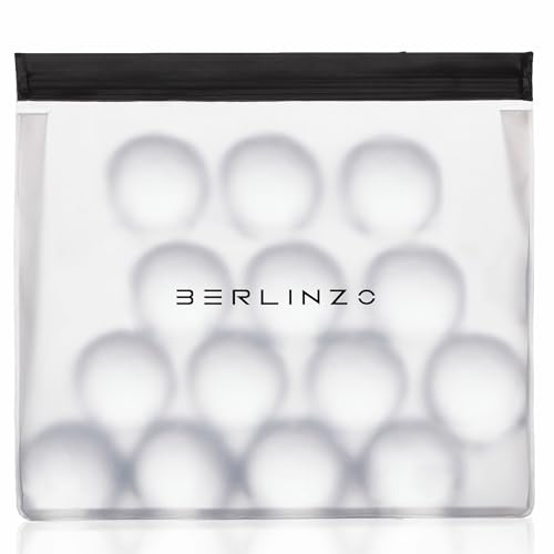 BERLINZO Large Reusable Ice Storage Bag - Freezer Safe Leak Proof Silicone and Plastic-Free Lunch Bag for Ice and Food Storage - BPA-Free XL Size