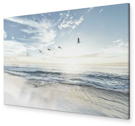 murando - Handart Landschaft Kunstdruck auf Leinwand 60x40 cm 1 tlg Groß Kunstbilder wie Handbemalte Wandbilder XXL mit Acrylgel beschichtet Wand Bilder mit Struktur Strand Meer c-B-0667-b-a