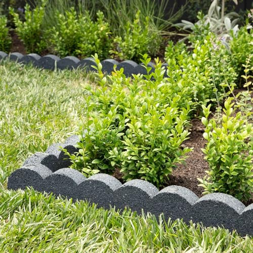 Flexi Curve Lot de 2 Bordures de Jardin festonnées en Caoutchouc 120 cm Gris
