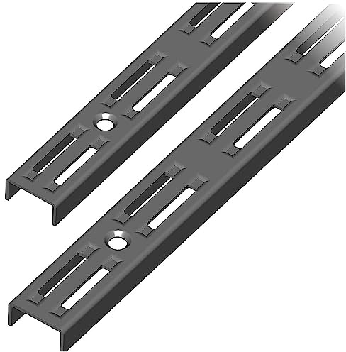 DIY Element System WANDSCHIENE 2-reihig – stabile Aufhängeschienen zur flexiblen Montage von Regalsystemen, für Wandregale – 100 cm, Stahl, Schwarzmatt, 2 Stk