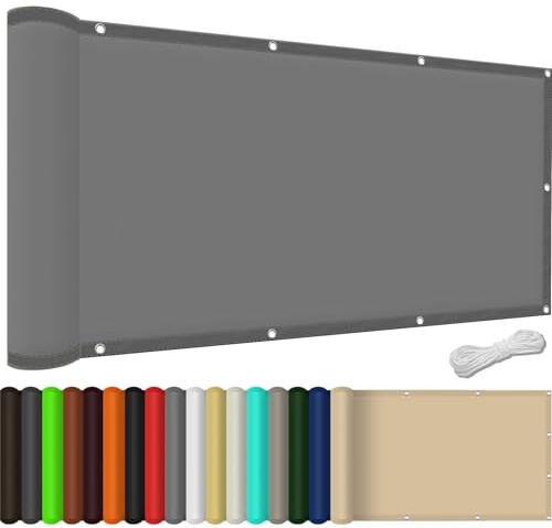 Tenda da Sole Parasole 170 x 220 cm Anti-Età, Impermeabile,Antivento,98% Anti Uv,Rettangolare Telo Resistente Alle Intemperie per Esterno Terrazza, Grigio Chiaro