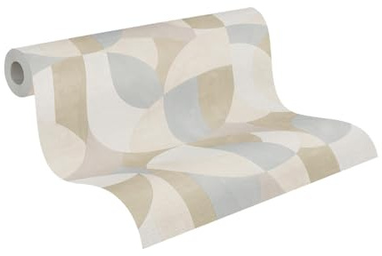 A.S. Création Vliestapete mit 3D Effekt - hochwertige Tapete Grafik 399324 in Grau, Creme, Beige, Weiß - Tapete Vlies 3D Optik - Made in Germany