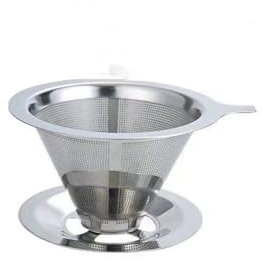 Versez sur le goutteur de café, filtre à café en acier inoxydable, double couche à mailles fines, filtres à café coniques réutilisables, versez sans papier sur la cafetière 1-2 tasses/115(B- S,9x6cm)