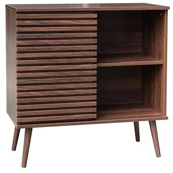 Alice's Garden sweeek-Aparador escandinavo con decoración de Madera, 80cm Nogal - 80x39x80 cm