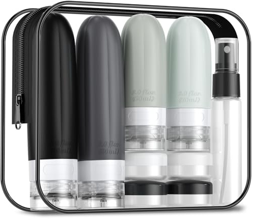 Gemice 16 Pack Silikon Reiseflaschen Set, Reise flaschen zum befüllen handgepäck flüssigkeiten, Auslaufsicher, kosmetikflaschen zum befüllen reise, Container, BPA-frei FDA zugelassene