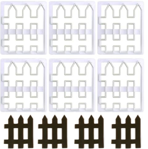 6 Pcs Plastic Fence Fondant Cutters Fence Cake Moulds Fondant Cake Cutting Molds for Baking Room Coffee Shop Cookie Decorative Cake Border Moulds Biscuit Baking Mold for Fondant Cake Border Decoratin
