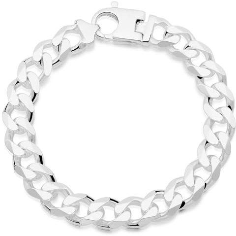 Tony Fein Panzerarmband 10mm Massiv 925 Sterling Silber Armband Gestempelt Karabinerverschluss Diamantiert Herren 21 cm