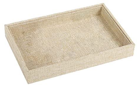 Pleayietoopiatiey Plateau de rangement pour bijoux pour boucles d'oreilles, bracelets, femmes, 227 x 146 x 31 mm, jute beige