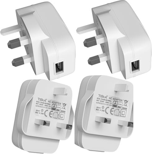 USB Plug 4 Pack, USB Mains Charger Adaptor UK 5V 1A Wall Charging Plug Adapter for iPhone 14/14 Pro/14 Pro Max/14 Plus/13/12/11/XS/X/XR/8/7/6/6S Plus/5/5S/5C/SE 2020,iPad Pro/Air 2