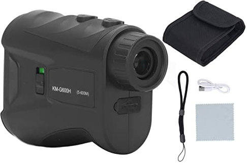 Gearwell Telémetro láser portátil de 600 m con Interruptor de Pendiente: medición de Distancia Recargable de Alta precisión para Caza, Golf y telémetro Deportivo (Black)