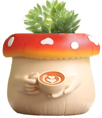Vibhgtf Pilztopf, Pilz-Übertopf, pilzförmige Vase mit Drainage, Sukkulenten-Blumentopf, Bonsai-Pflanzenhalter für Innen- und Außenpflanzen, Terrassen-Balkon-Dekoration